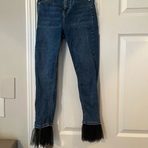 Topshop Jamie jeans with black gauze flare